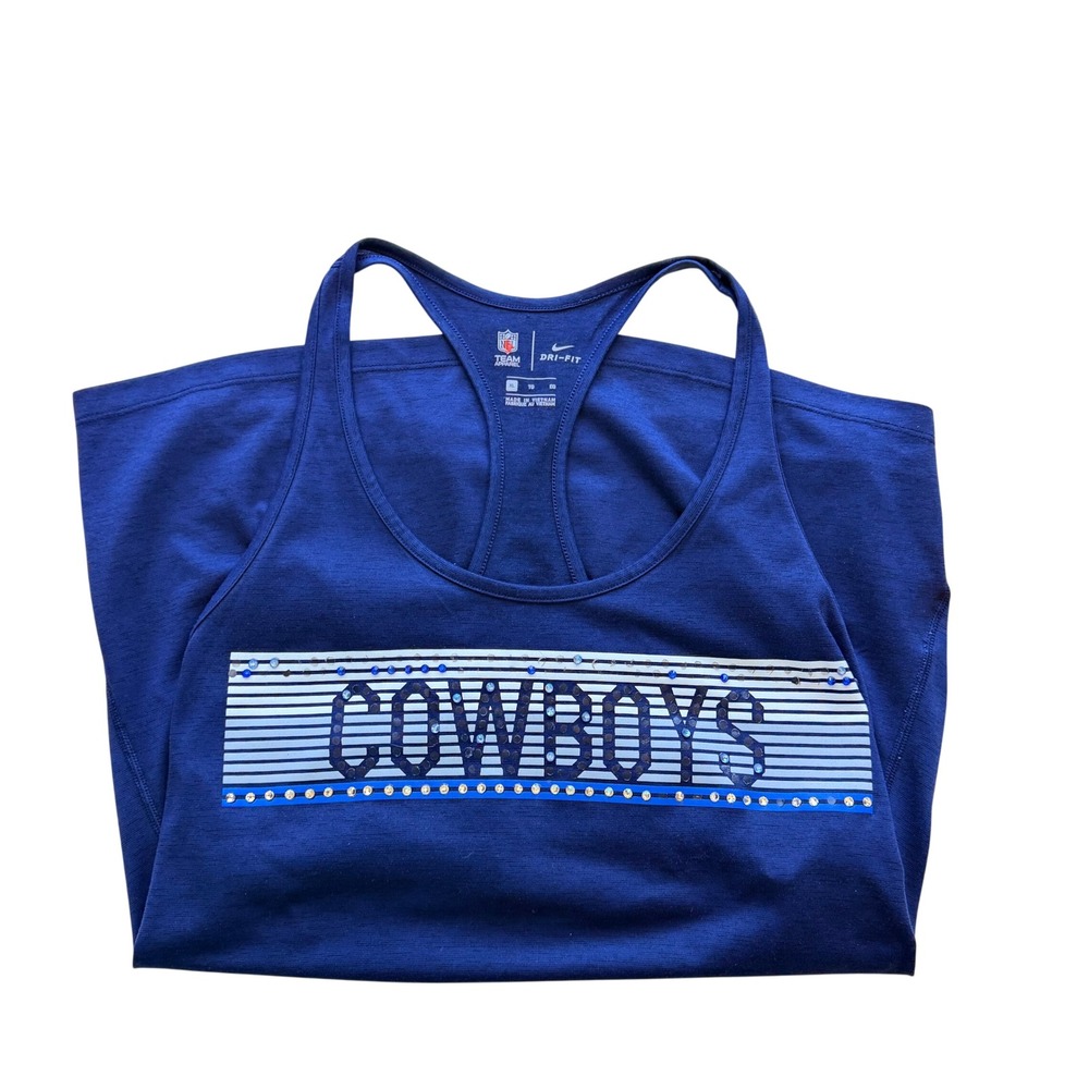 Nike Women Dallas Cowboys Rhinestone Dri-FIT Tank Top Sporty‎ Athletic Running - Picture 4 of 9